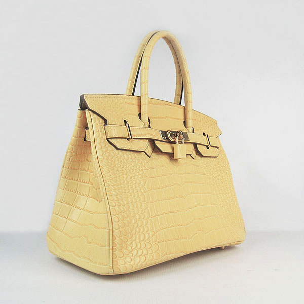 Replica Hermes Birkin 30CM Crocodile Veins Bag Yellow 6088 On Sale - Click Image to Close